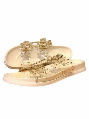 Vince Camuto Womens Pavey Clear Studded Buckle Slide Sandals size 10M